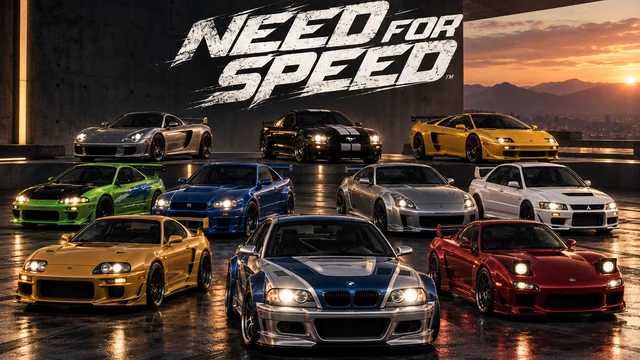 Need for Speed serisinde yer alan efsane otomobilleri hatırlatan görsel