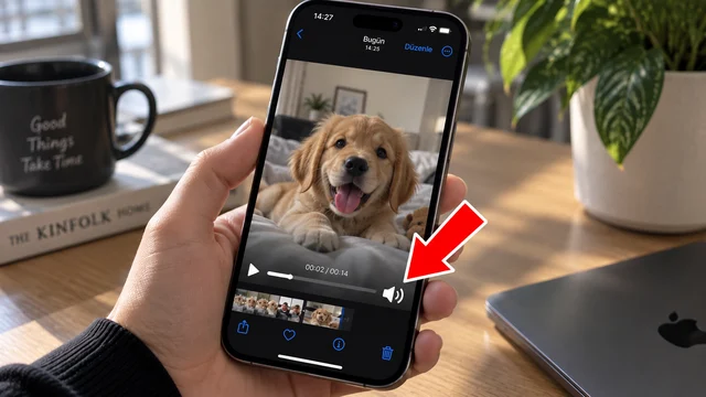 iPhone Fotoğraflar uygulamasında video oynatma sırasında ses simgesi ve ayarların görünümü