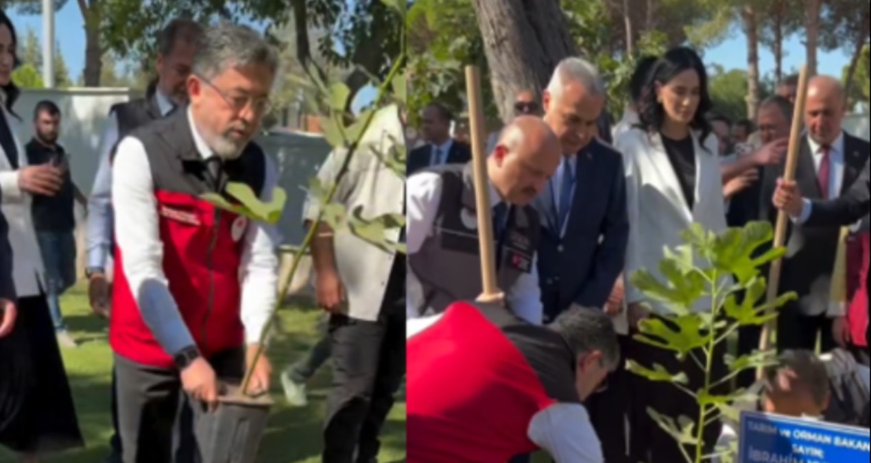Bakan Yumaklı, Aydın’da incir fidesi dikerken hata yaptı