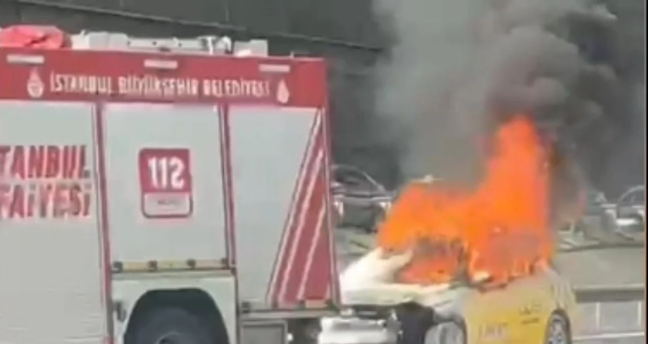 Bağcılar’da TEM Otoyolu’nda taksi yangını ve alkol testi tartışması