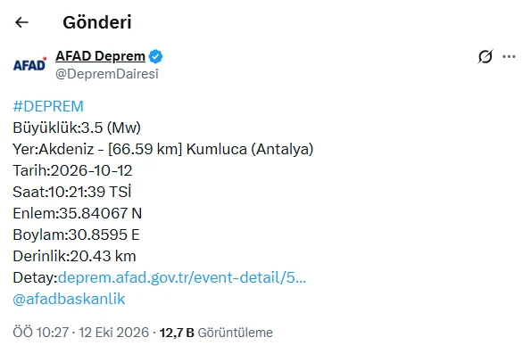SON DAKİKA | Antalya'da deprem! AFAD büyüklüğünü açıkladı - Sözcü Gazetesi