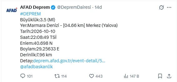 Son dakika... AFAD açıkladı: Marmara'da deprem - Sözcü Gazetesi