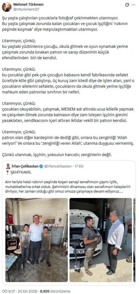 AKP'li vekil çocuk işçilerle fotoğraf çektirdi, tepkiler yükseldi - www.gundemedair.com