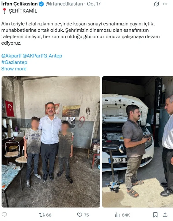 AKP'li vekil çocuk işçilerle poz verdi! 'Sanayi esnafımızın çayını içtik' dedi - www.gundemedair.com