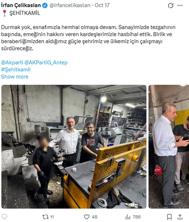 AKP'li vekil çocuk işçilerle poz verdi! 'Sanayi esnafımızın çayını içtik' dedi - www.gundemedair.com
