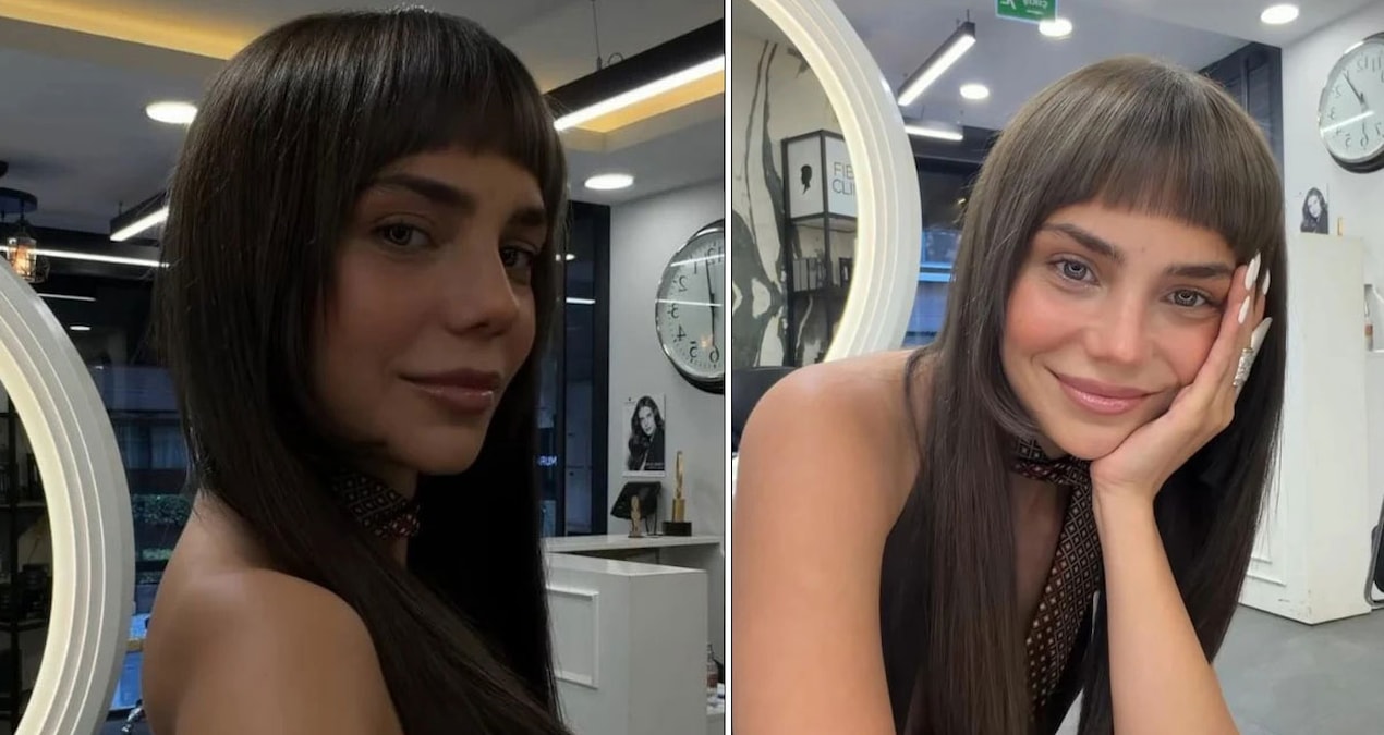 Bahar Şahin’in saç kesimi ve koyu tonlarla güncel imajını sosyal medyada paylaştığı görsel