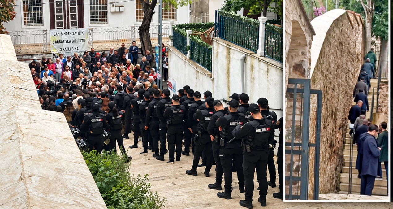 Seçim sonrası protesto için belediye binası önünde alınan polis güvenlik önlemleri