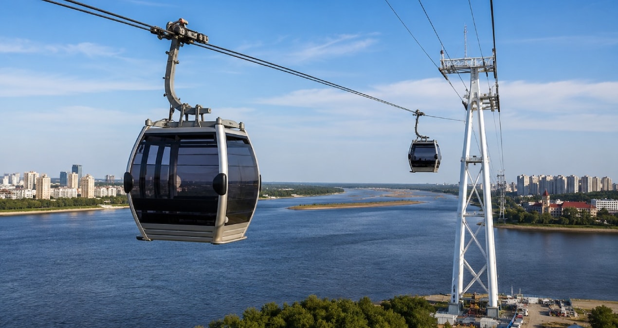 Heilongjiang Nehri üzerinde Çin’in Heihe kenti ile Rusya’nın Blagoveşçensk şehrini bağlayacak teleferik hattı