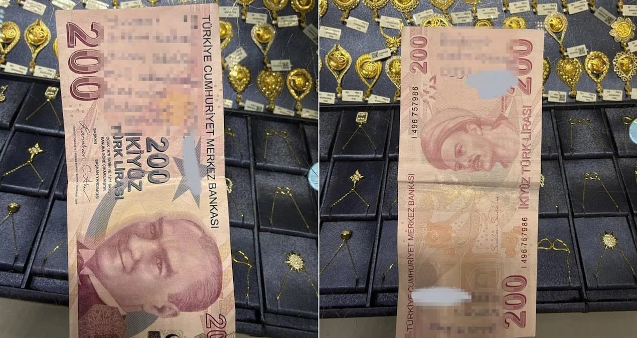 Kuyumcuda kullanılan 200 TL’lik banknot üzerinde el yazısı not bulundu.