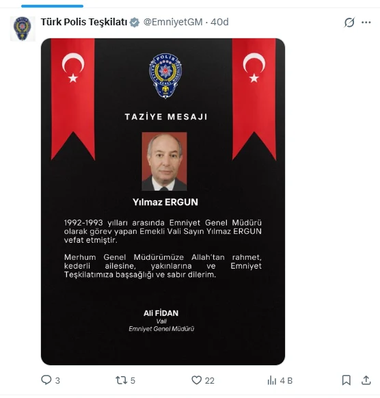 Eski Emniyet Genel Müdürü Yılmaz Ergun hayatını kaybetti - Sözcü Gazetesi