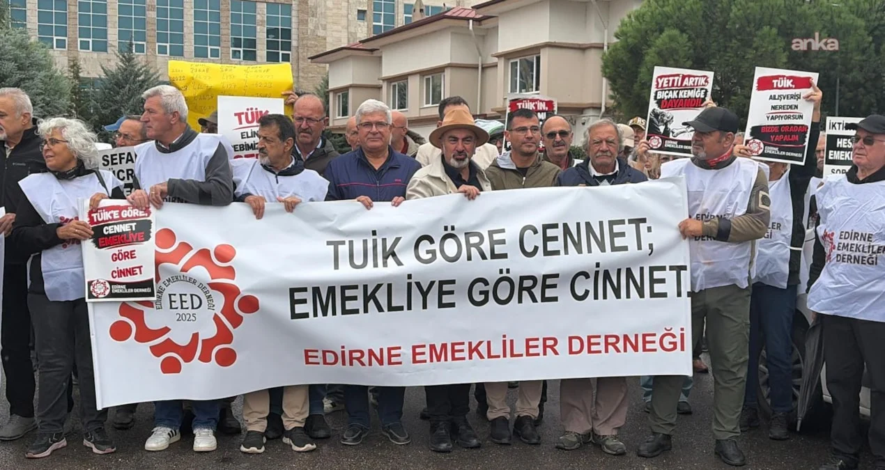 Edirne’de Emeklilerden TÜİK Önünde Protesto