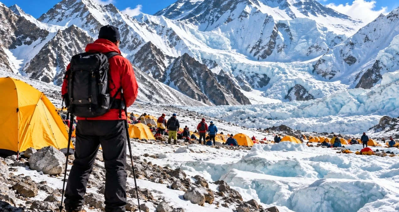 Everest Ana Kampı’nda tırmanış sezonu sırasında Khumbu Buzulu’nda insan kaynaklı ısının etkisini inceleyen araştırma.