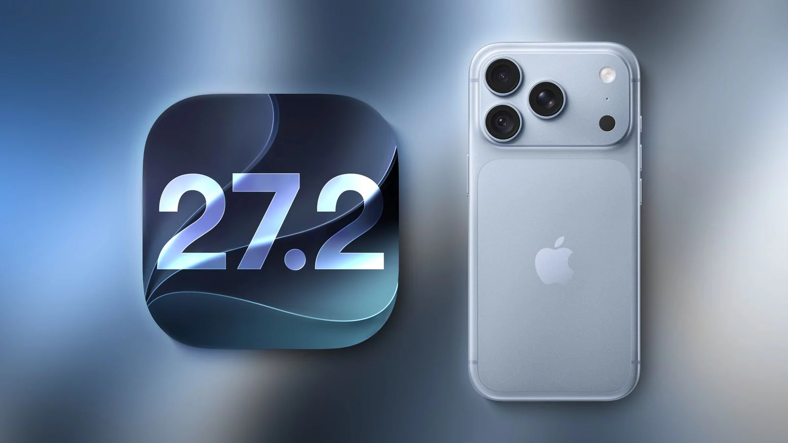 iOS 27.2 Public Beta için Apple logosu ve yazılım güncelleme ekranı temsili görsel