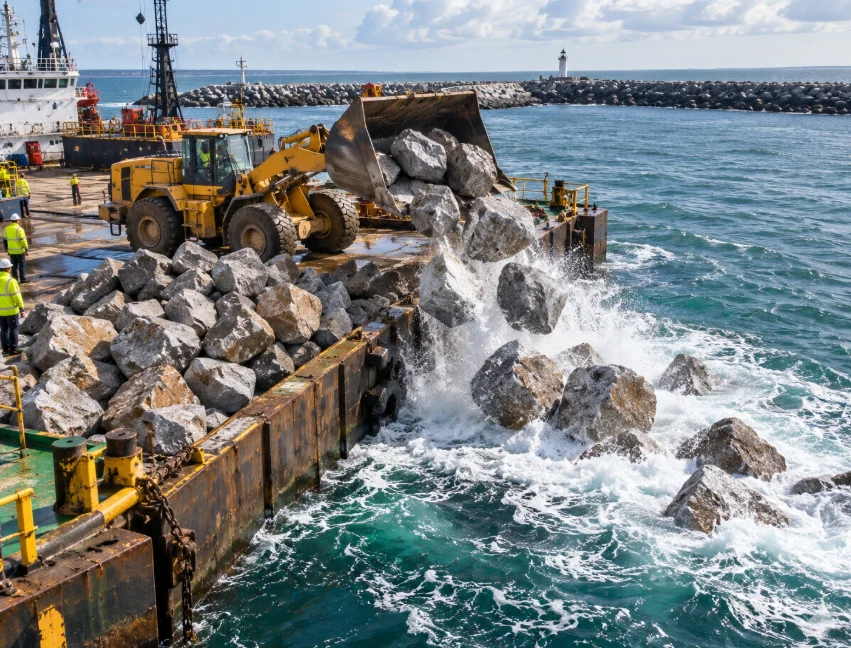 İngiltere'de South Gare Mendireği'ne 55 Bin Ton Granit Kaya Yerleştirilecek - www.gundemedair.com