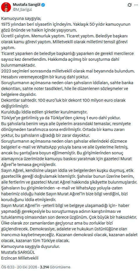 Mustafa Sarıgül, mal varlığı aklama iddialarına yanıt verdi: "Çok büyük bir haksızlık - www.gundemedair.com