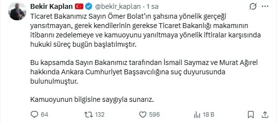Bakan Bolat’tan suç duyurusu - Sözcü Gazetesi