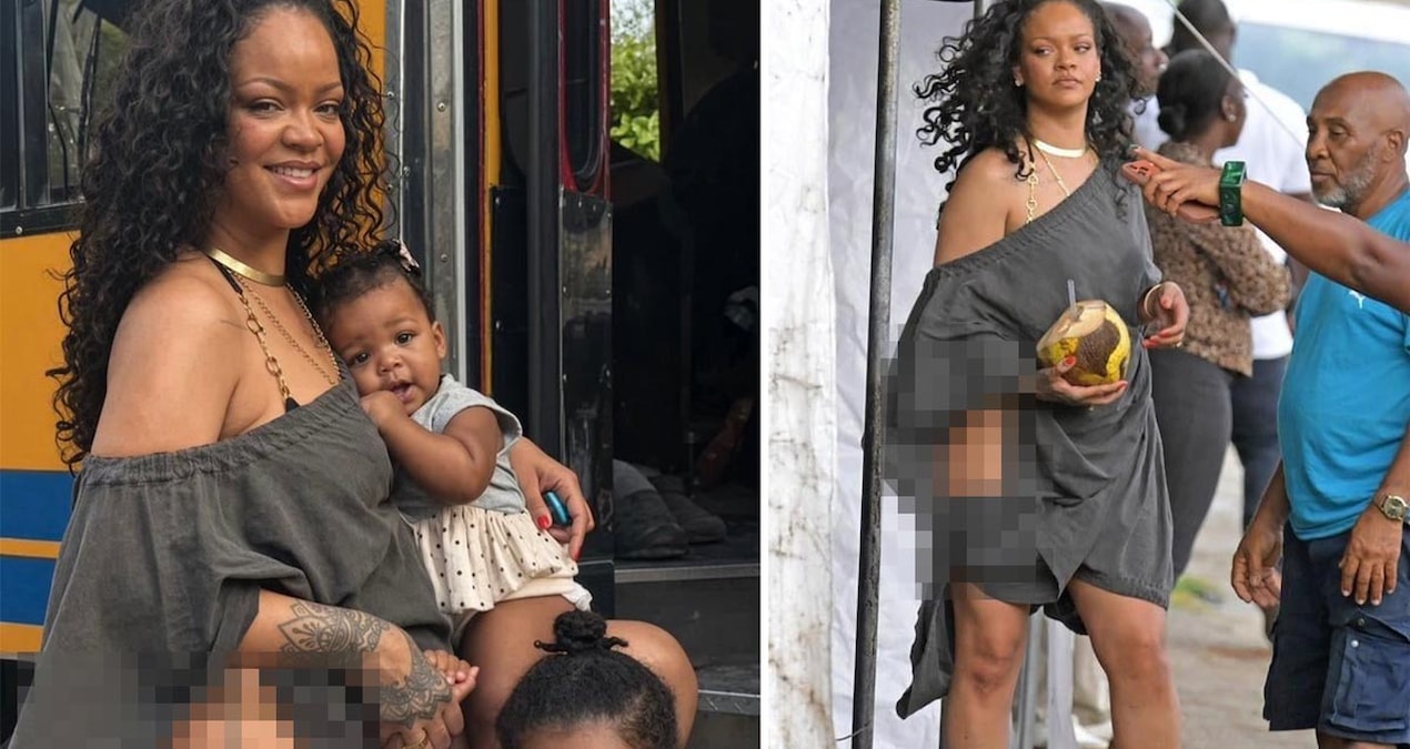 Rihanna, çocuklarıyla Barbados’ta dikkat çekici elbisesiyle görüntülendi