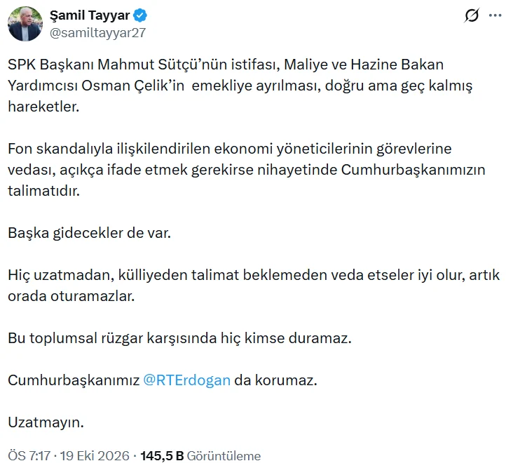 SPK Başkanı Mahmut Sütçü ve Hazine ve Maliye Bakan Yardımcısı Osman Çelik Görevlerinden Ayrıldı - www.gundemedair.com