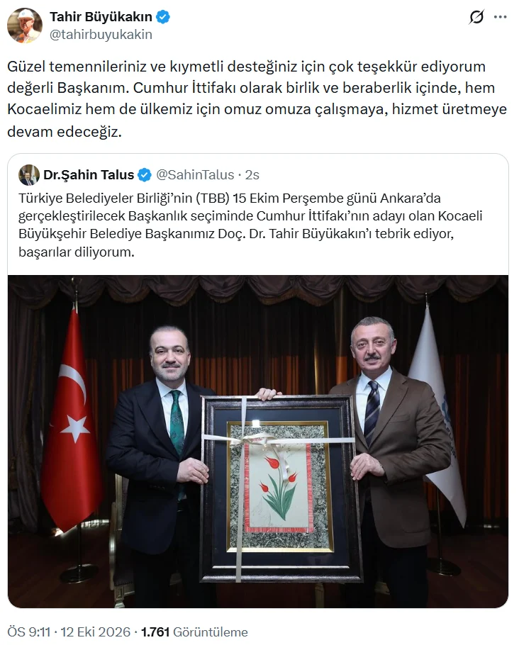 Türkiye Belediyeler Birliği seçiminde Cumhur İttifakı'nın adayı Tahir Büyükakın oldu - Sözcü Gazetesi