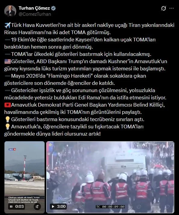 Türk TOMA'ları Arnavutluk'taki protestolara müdahale etti - www.gundemedair.com