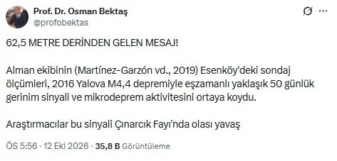 Prof. Dr. Osman Bektaş anlattı! Marmara'da korkutan hareketlilik: 10 yıllık deprem detayı ortaya çıktı - Sözcü Gazetesi