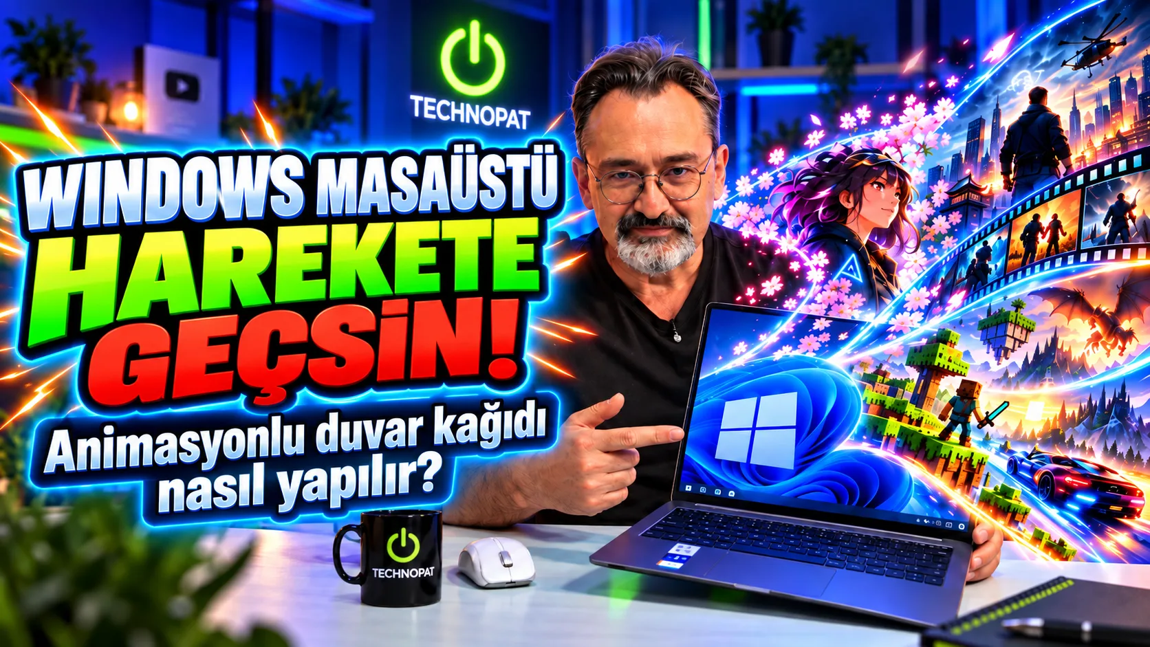 Windows masaüstünde çalışan Lively Wallpaper ile hareketli duvar kağıdı örneği