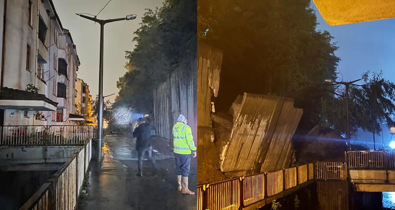 Zonguldak Kilimli'de Şiddetli Yağış Sonrası İstinat Duvarı Çöktü, 3 Araç Hasar Gördü - www.gundemedair.com