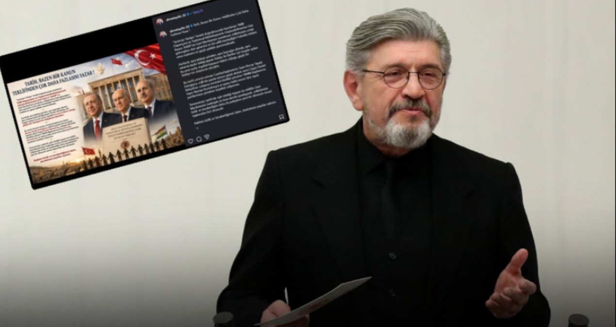 Ahmet Aydın’ın Çerçeve Yasa paylaşımında sözde Kürdistan bayrağı içeren görsel