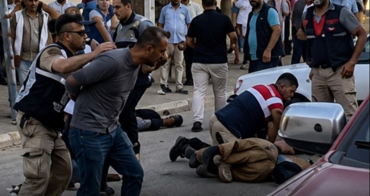 Viranşehir Devlet Hastanesi acil servis önünde silahlı saldırı sonrası sağlık ekibi çalışmaları