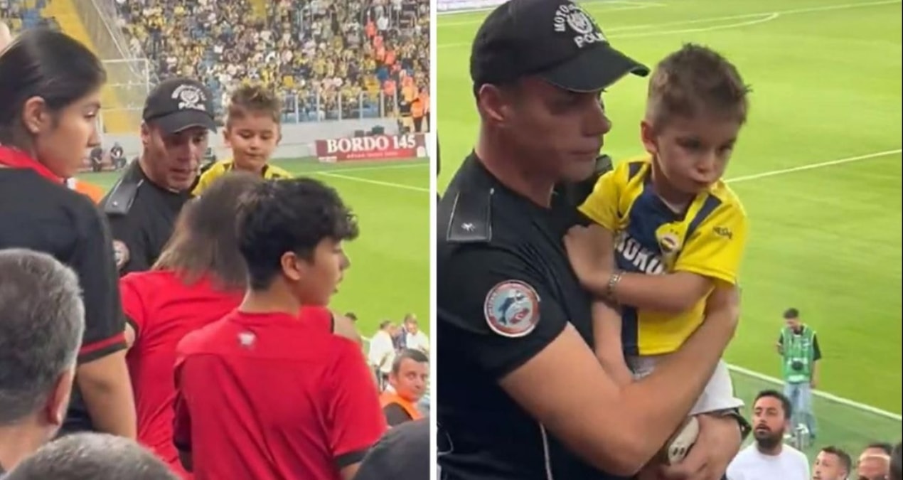 Eryaman Stadı’nda Gençlerbirliği-Fenerbahçe maçında küçük taraftarın formasına gösterilen tepki