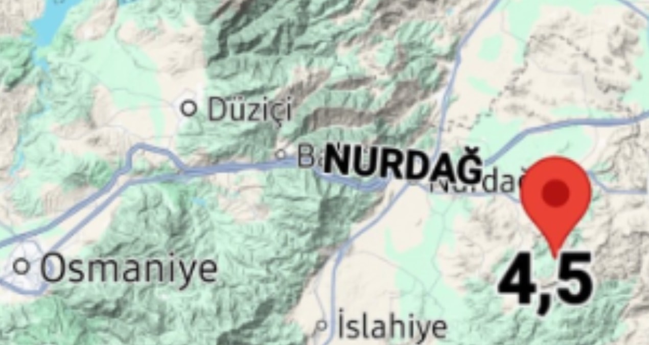 Gaziantep’in Nurdağı ilçesinde 4.5 büyüklüğünde deprem meydana geldi