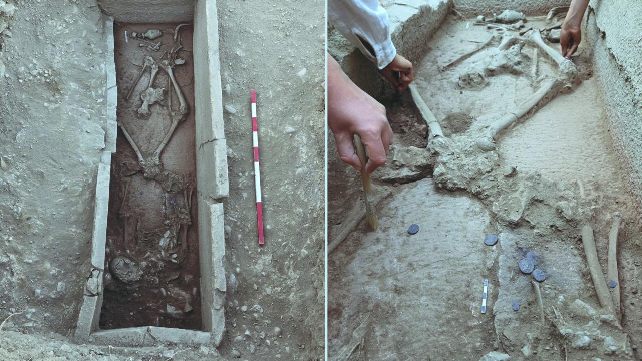 Aspendos Antik Kenti’nde Doğu Nekropolisi’nde bulunan yaklaşık 2.400 yıllık sandık tipi mezar buluntuları