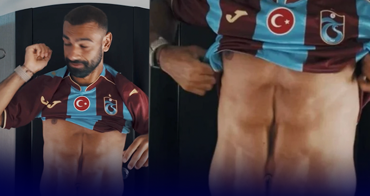 Mohamed Salah’ın bordo-mavili forma ile paylaşılan ilk görüntüsünde karnındaki iz