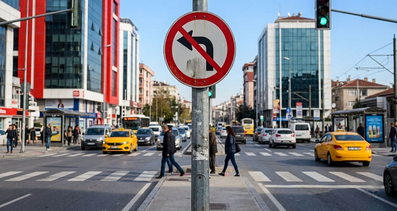 San Francisco gibi ABD şehirlerinde sola dönüşlerin yoğun saatlerde kısıtlanmasına dair trafik örneği