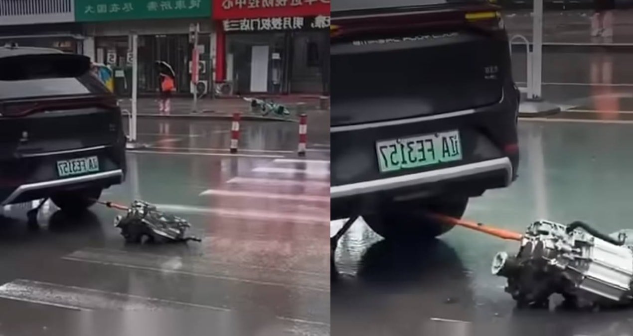 BYD Tang modeline dair sosyal medyada paylaşılan motor bağlantısı kopma görüntülerini gösteren görsel